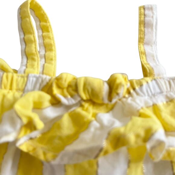 Carrement Beau Girls White Yellow Metallic Striped Summer Romper size 12 M - Picture 2 of 8